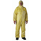 Lot de 25 - Combinaison jetable avec capuche SMS & Film CPE Jaune - SMS + film CPE image