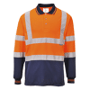 Polo bicolore manches longues Orange/Marine image 0