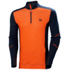 Sous-vêtement de travail technique ras de cou en laine demi zippé LIFA - Bleu marine/Orange image 0