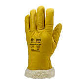 Lot de 6 paires de gants EUROWINTER ISLANDE - Cuir de vachette pleine fleur jaune - Fourrure synthétique en polyamide image