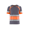 T-shirt de travail haute visibilité 3421 - Gris moyen/Orange fluo image 0