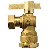 Vanne compteur équerre - Laiton - Ecrou tournant/Rac serrage ext PE - Manette laiton image