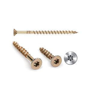Vis à bois bichromatée à haut rendement - Tête Fraisée - Filetage partiel - Epreinte Torx - Pointe anti-fendage image