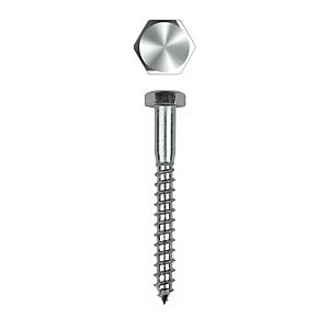 Tirefond zingué à visser pour bois - Tête hexagonale - Filetage partiel image