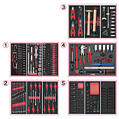 Composition d'outils de service rapide 5 tiroirs pour servante, 283 pièces image