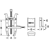 Extracteurs universels à deux griffes réglables et bague de maintien image
