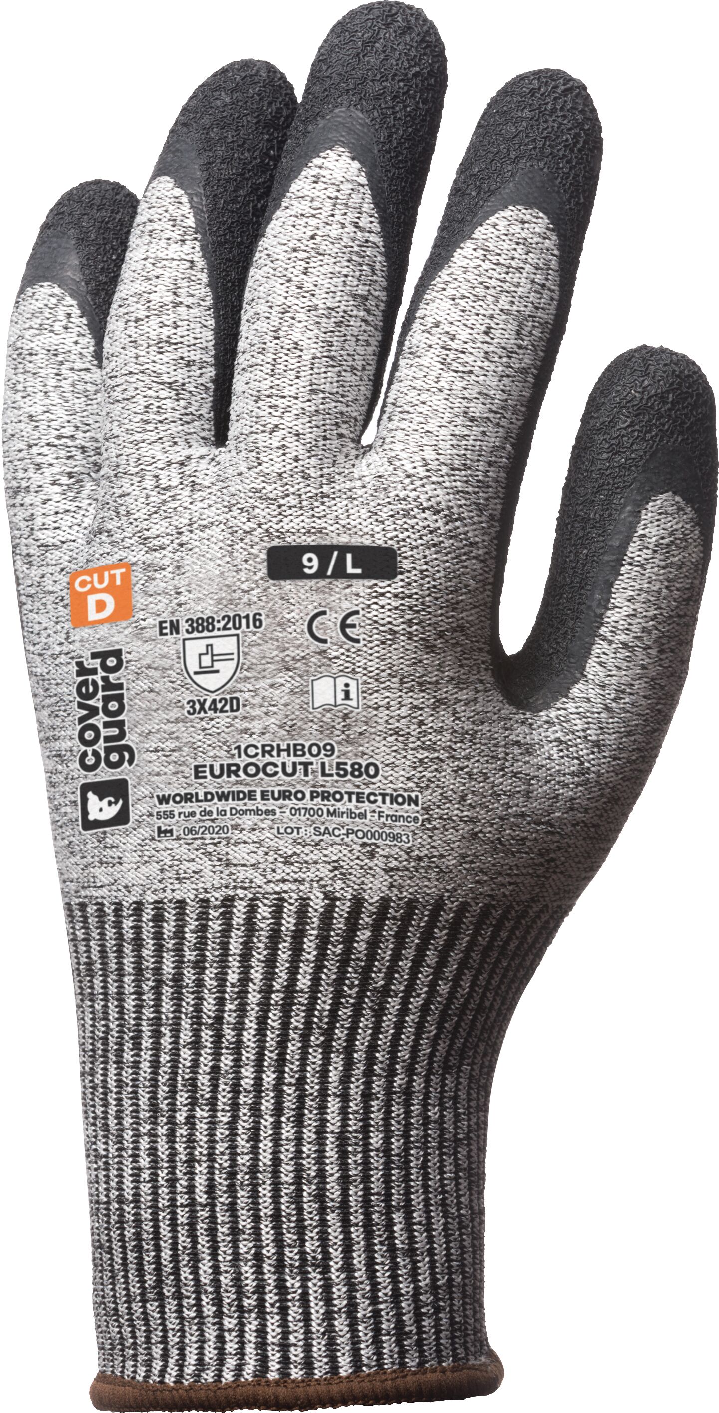 Gants anti-coupure EUROut D Tricot gris chiné sans couture à base de -  COVERGUARD - MisterMateriaux