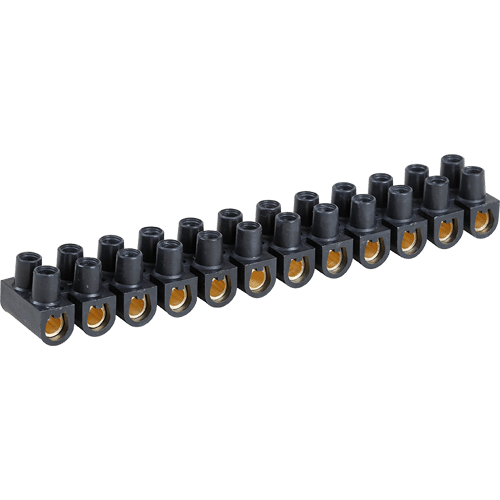 Domino électrique - Barrette laiton noire 12 plots à vis 6 mm² - 41A