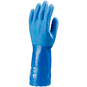 Lot de 10 - Gants EUROCHEM 3770 - Support en coton - Enduction totale en PVC bleu - Longueur 35cm image