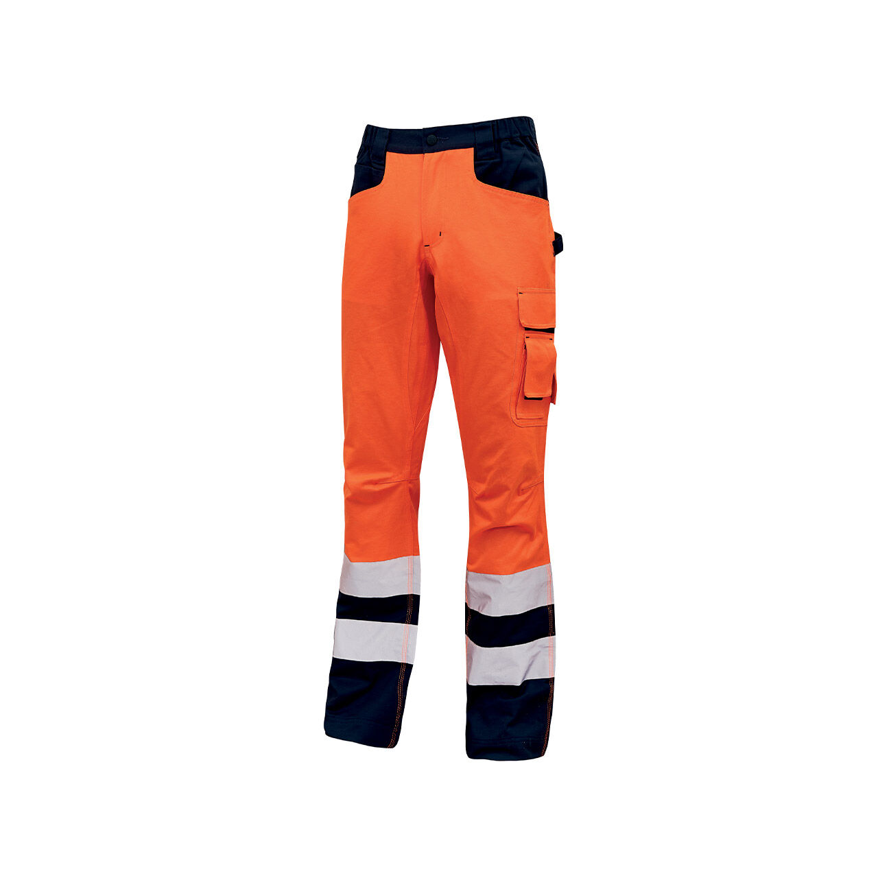 Pantalon imperméable ignifuge orange lustré avec bandes réfléchissantes  grises