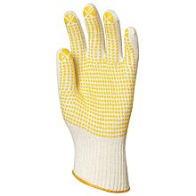 Lot de 10 - Gants Manutention coton tricoté - picots jaunes 1 face image