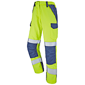 PANTALON FEMME POCHES GENOUX AGATE JAUNE FLUO/BLEU MARINE image