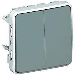 Double interrupteur ou va-et-vient Ã©tanche Plexo composable IP55 10AX 250V - gris image