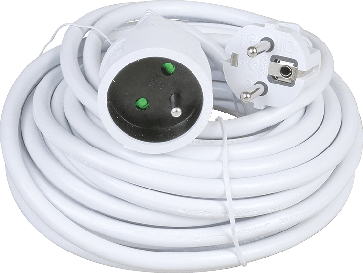 Rallonge prolongateur électrique câble noir 10 mètres 3x1.5mm² fich