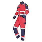 COMBINAISON 1 ZIP GALAN ROUGE FLUO/BLEU MARINE image