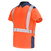 POLO MANCHES COURTES FLUO SAFE XP ORANGE FLUO/BLEU MARINE image