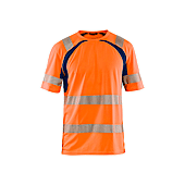 T-shirt de travail anti-UV haute visibilité 3397 - Orange fluo/Marine image