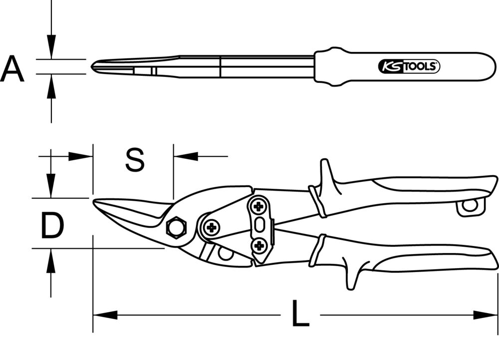 Cisaille à tôle, coupe à droite, Ø1,2 mm - L.280 mm à prix mini - KS TOOLS  Réf.118.0145