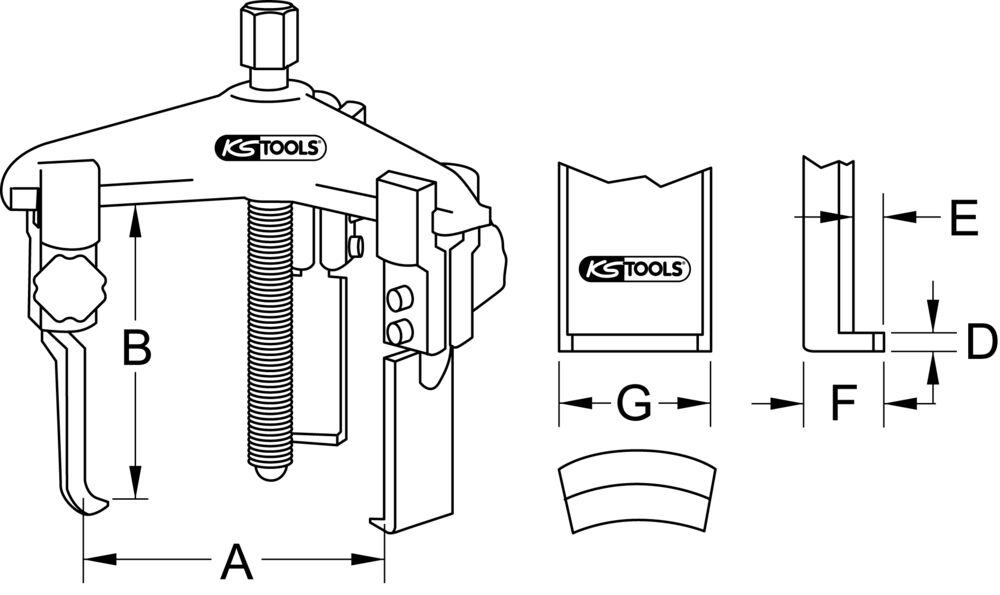 Extracteur interne/externe - 3 griffes - 25 - 160 mm