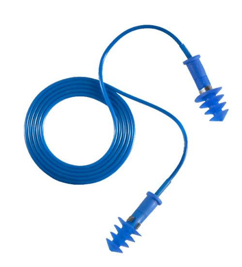 Bouchons anti-bruit bleus cordés avec bille acier SNR 26 dB - COVERGUARD®