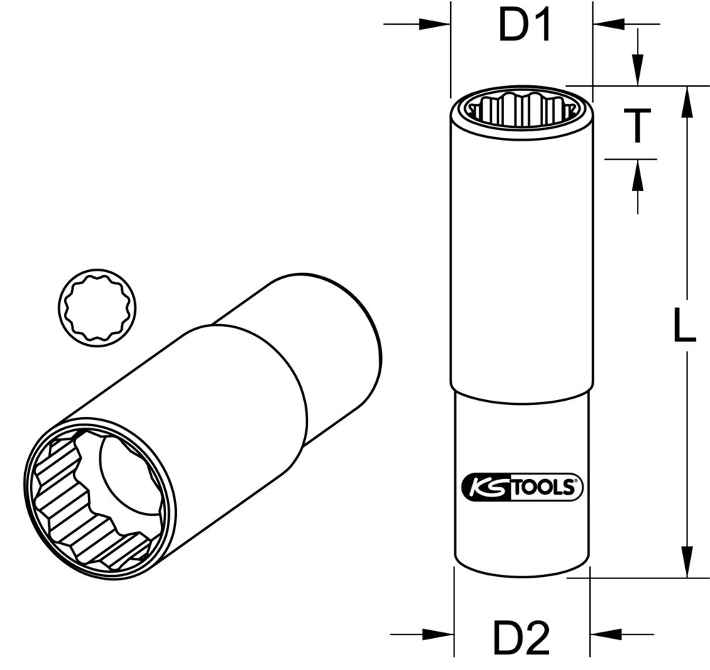 Douille à bougie spéciale à parois fines, 14 mm à prix mini - KS
