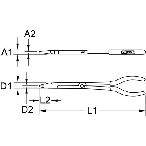 Pince plate à double articulation, L. 300mm image