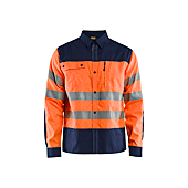 Chemise de travail haute visibilité 3255 - Orange fluo/Marine image