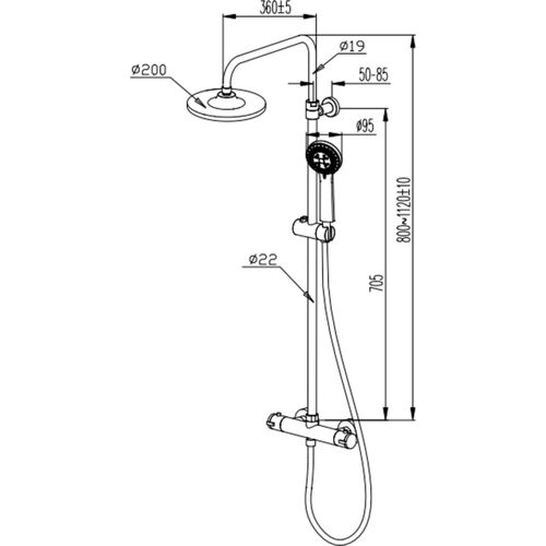 Colonne de douche thermostatique Dali - chrome image