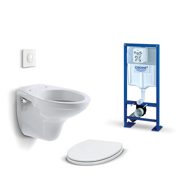 Pack WC Suspendu à poser (bâti-support, cuvette suspendue + son abattant) à  prix mini -GROHE - ANCONETTI