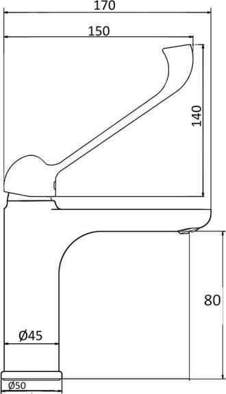 Mitigeur de lavabo manette rallongée H.73 mm