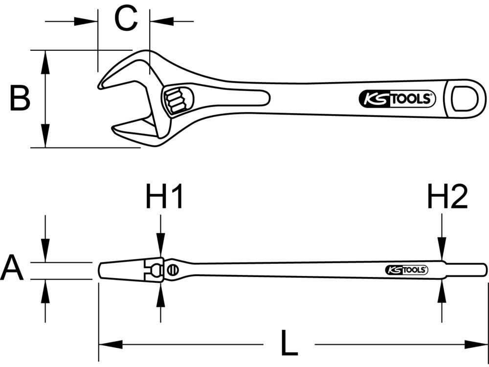 Jeu de 3 clés à molette KS, à manche bimatière ( 8- 10- 12 ) - KS Tools
