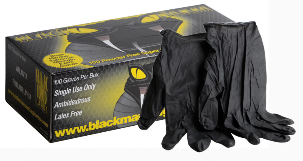 Gants jetables nitrile noir 24 cm (boite de 100 gants)