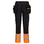 Pantalon DX4 HV classe 1 avec poches flottantes démontables Orange/Noir image