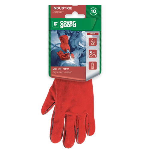Gants anti-chaleur croûte vachette rouge doubl moleton - COVERGUARD -  MisterMateriaux