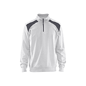 Sweat de travail à col camionneur bicolore 3353 - Blanc/Gris clair image