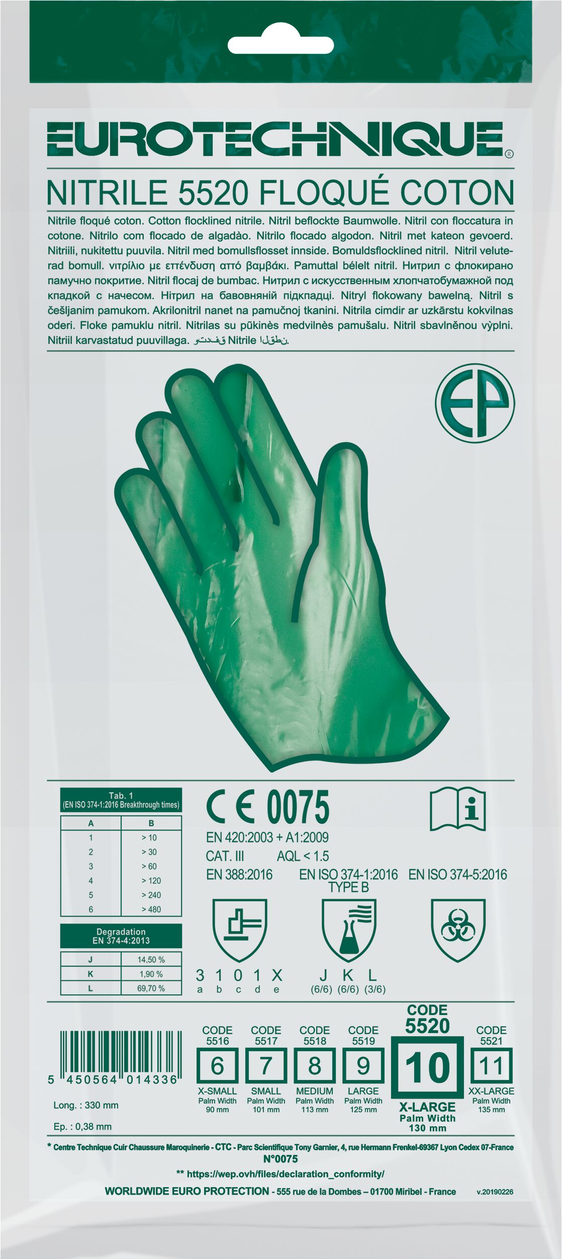 Gants EUROWINTER L22 fourré acryl double enduction latex - COVERGUARD -  MisterMateriaux