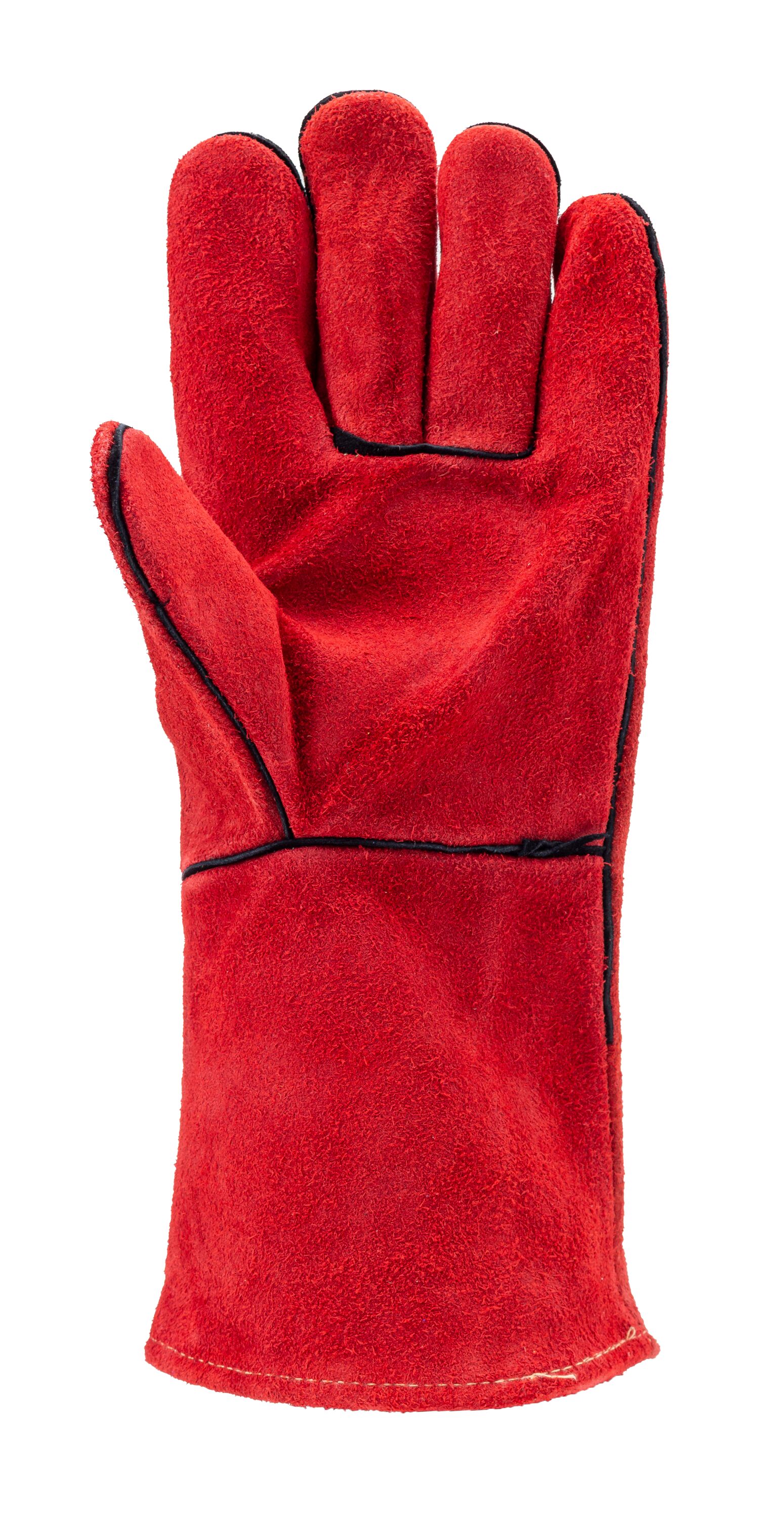 Gants soudure anti-chaleur croûte vachee rouge doublé molleton - COVERGUARD  - MisterMateriaux