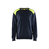 Sweat de travail col rond 3580 - Marine foncé/Jaune image