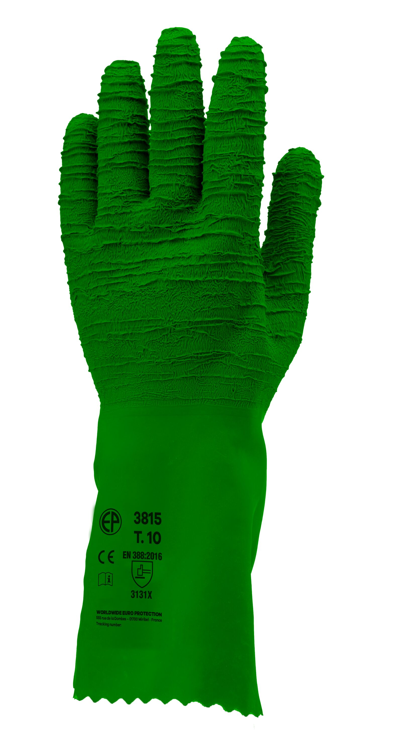 Gants Manutention latex crépé vert standard 32 cm - COVERGUARD -  MisterMateriaux