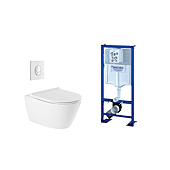 Pack WC suspendu (Bâti-support rapid SL + Cuvette WV suspendu Ancodesign sans bride + son abattant frein de chut) image